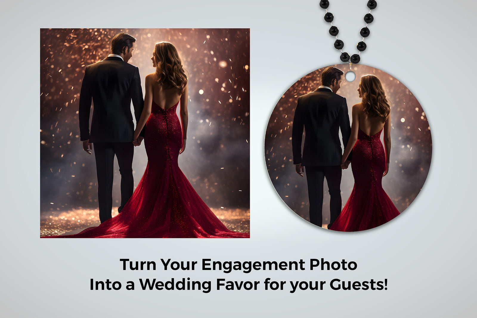 Personalized Double Sided Wedding Necklace Medallions - Full Color Artwork Favorite Photo on Bead Engagement Wedding Anniversay