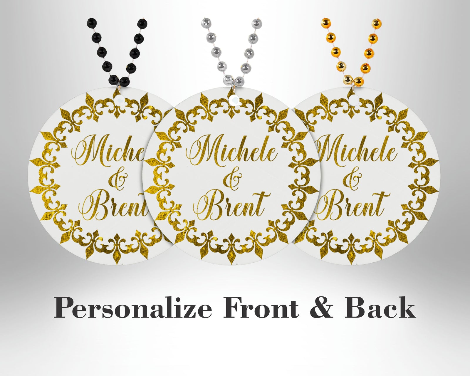 Personalized Medallion Beads Golden Fleur De Lis