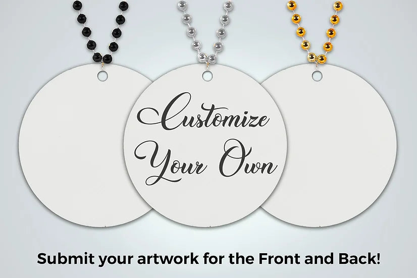 Customize Your Own Wedding Second Line Bead Favors - Customize with Your Design Names and Date - Black Silver Gold or Pearl Bead Choices