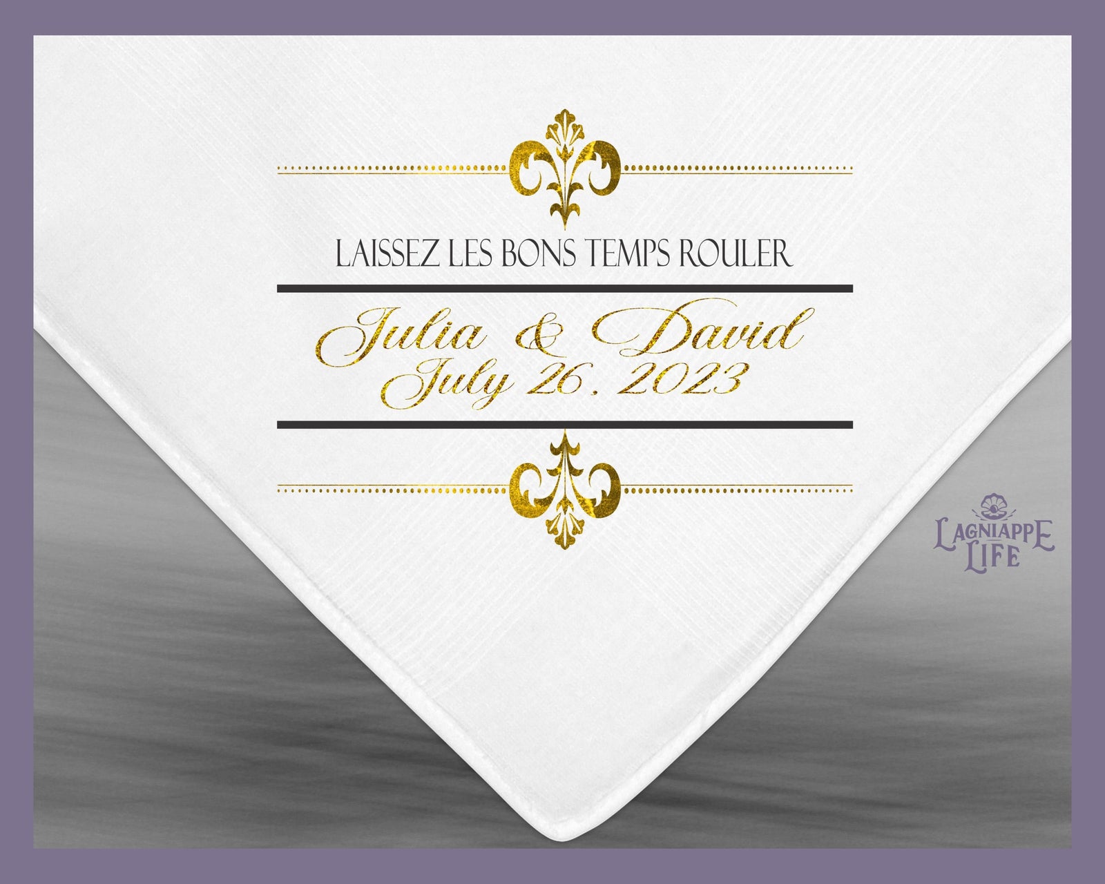 Laissez Les Bons Temps Rouler Second Line Handkerchief | Personalize Handkerchiefs | Wedding Favors | Custom Made for Weddings Events Party