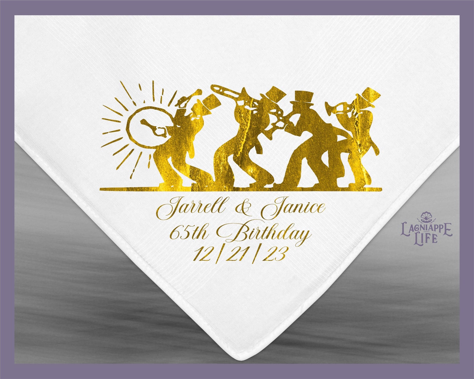 Gold Second Line Jazz Band Handkerchief Personalize Wedding Handkerchiefs Party Favor Gift Custom Made Handkerchiefs Weddings Events Party
