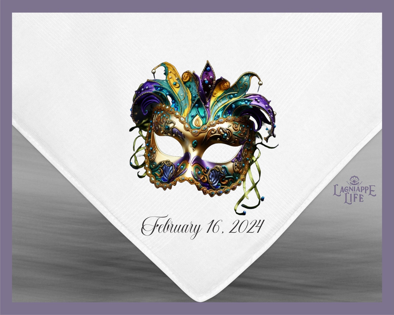 Mask Mardi Gras Second Line Handkerchief | Personalize Handkerchiefs | Wedding Favors | Custom Made for Weddings Events Party |