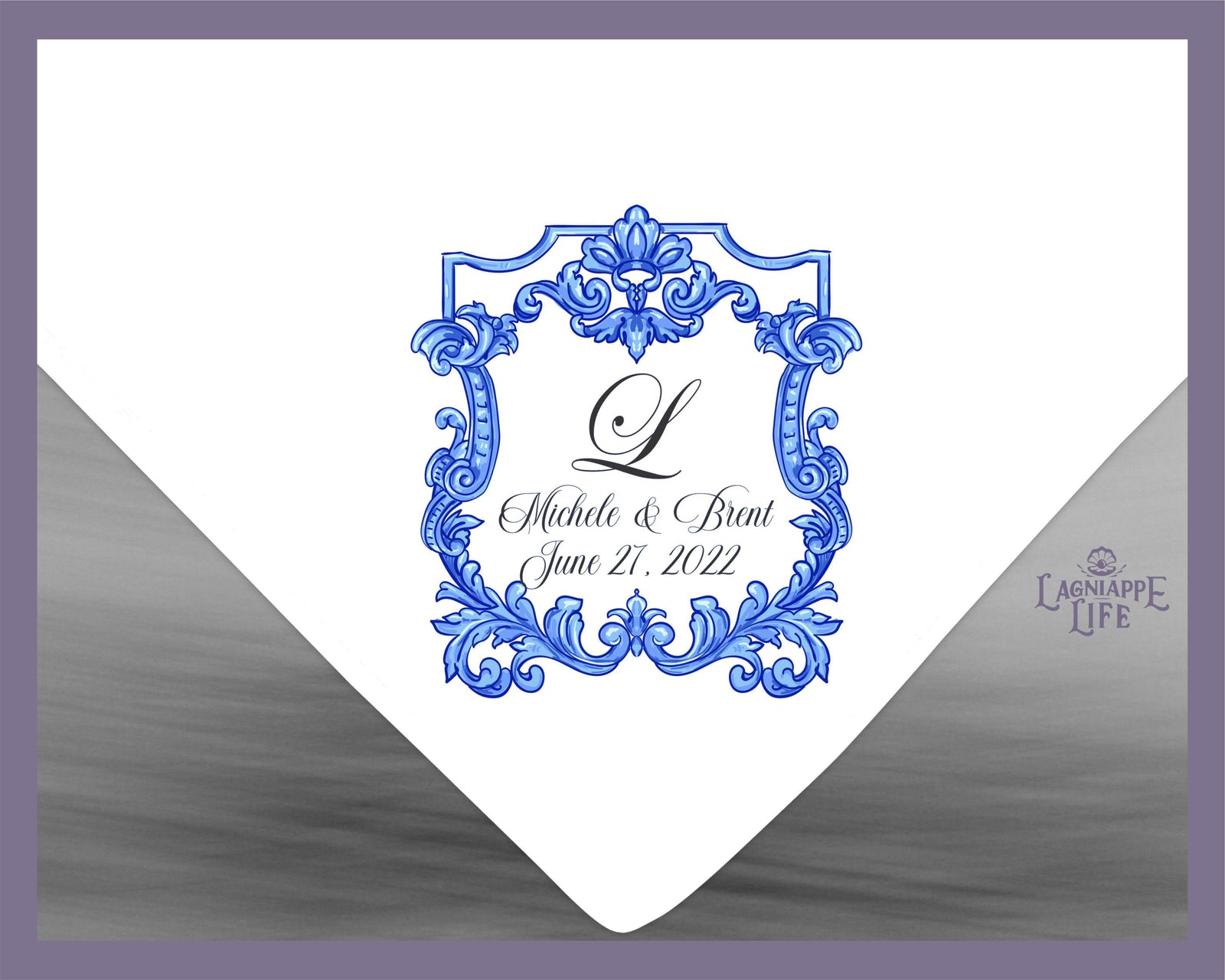 Second Line Handkerchief Blue Monogram | Personalize Handkerchiefs | Wedding Favors | Custom Made for Weddings Events Party |