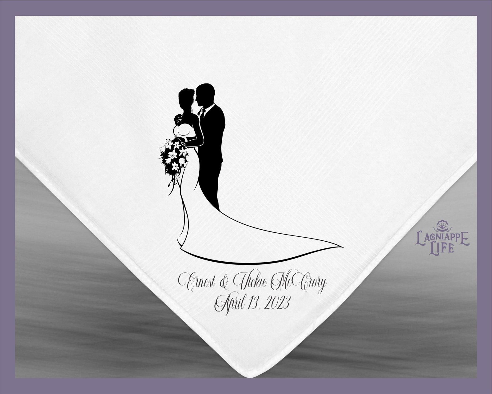 Personalized Bride Groom Second Line Handkerchief - Wedding Favors for Events Parties - Custom Made for Weddings - Initials Available