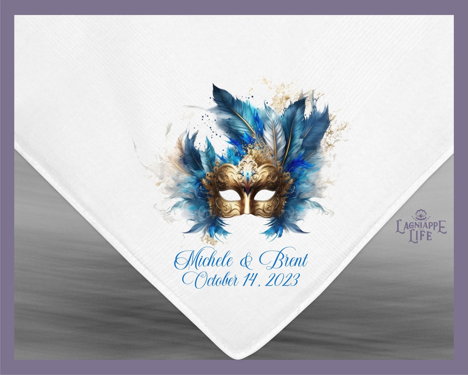 Second Line Handkerchief Mardi Gras Mask | Personalize Handkerchiefs | Wedding Favors | Custom Made for Weddings Events Party |