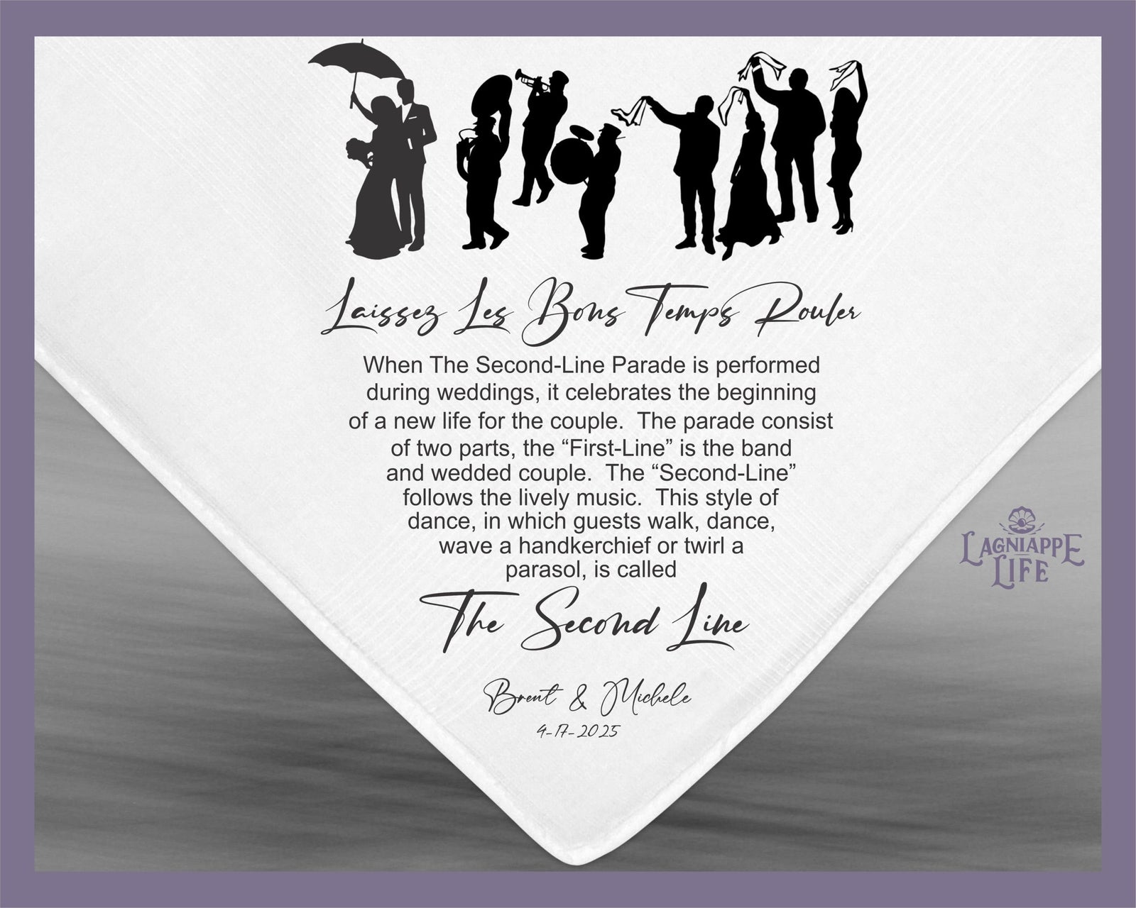 Wedding Second Line Handkerchief Jazz Band | Personalize Handkerchiefs | Wedding Favors | Les Bons Temps | Weddings Events Party