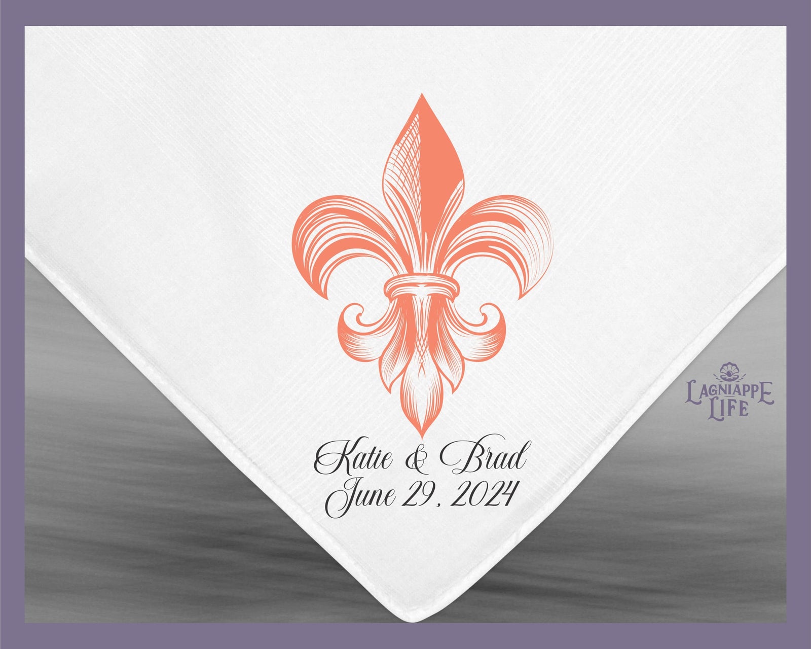 Rose Gold Fleur De Lis Second Line Handkerchief | Personalize Handkerchiefs | Wedding Favors | Custom Made for Weddings Events Party |