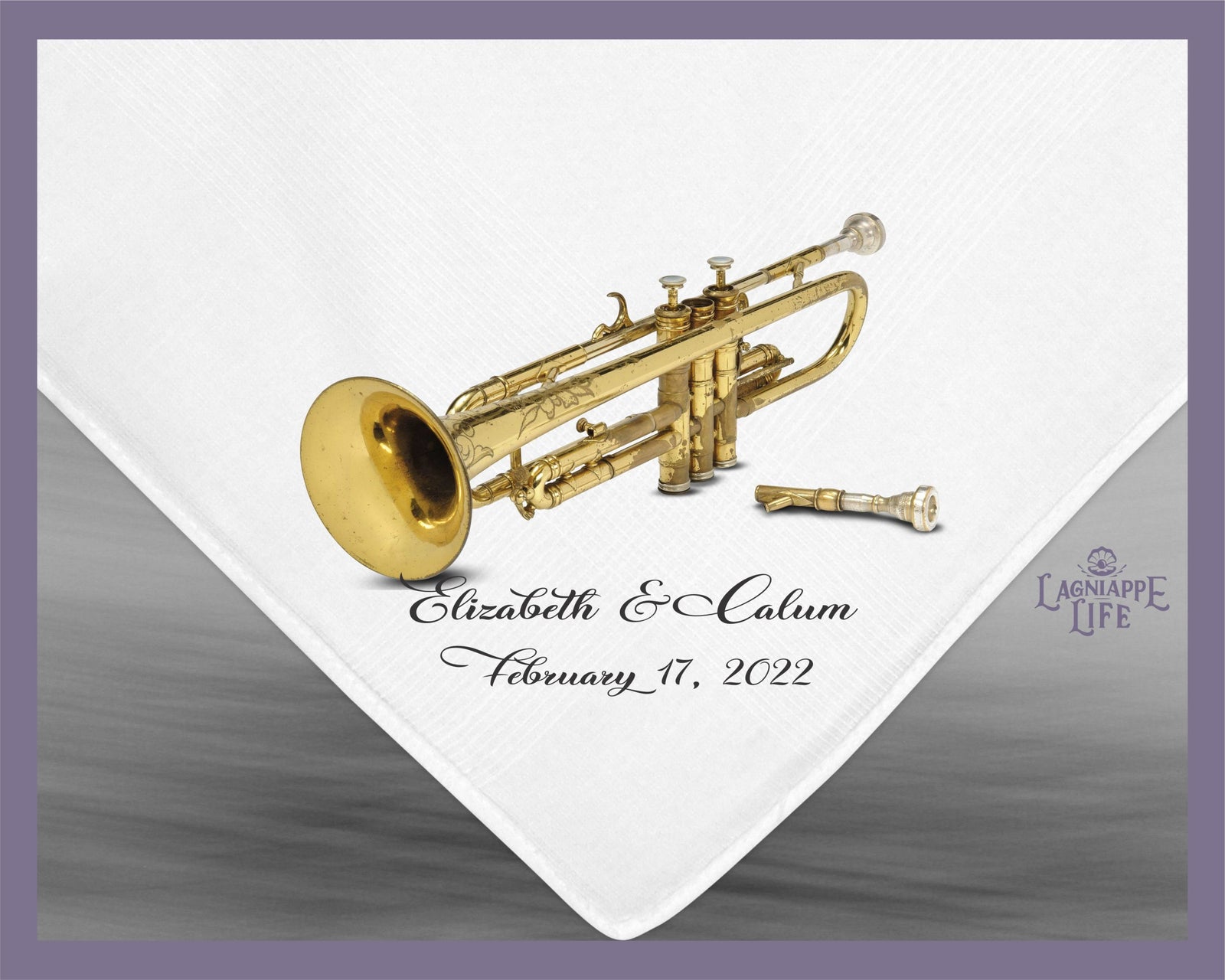 Trumpet Band Second Line Handkerchief | Personalize Handkerchiefs | Wedding Favors | Custom Made for Weddings Events Party |