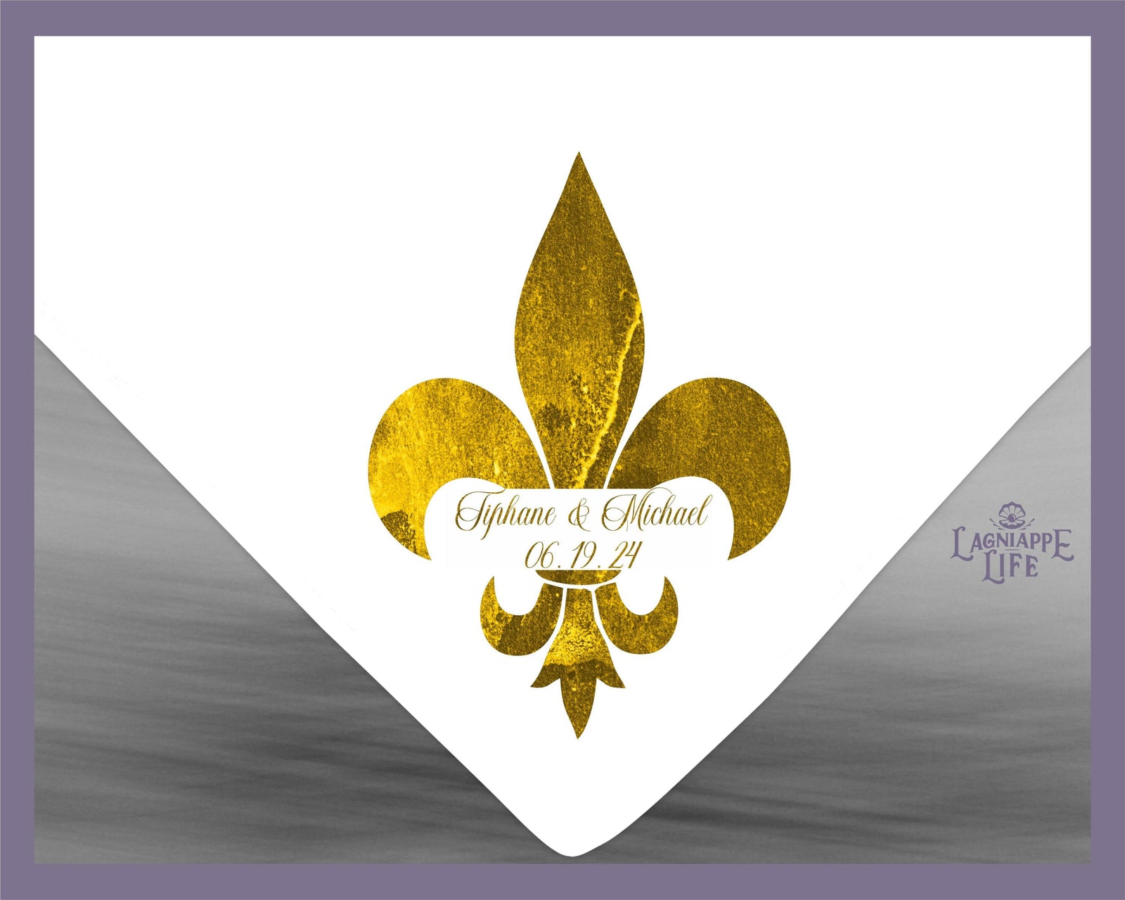 Custom Gold Fleur De Lis Handkerchief Personalized Wedding Handkerchiefs Second Line Wedding Favor Gift New Orleans Keepsake Gift