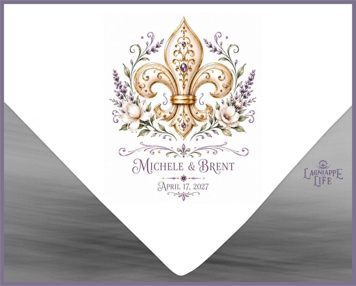 Personalized Fleur de Lis Wedding Handkerchief | New Orleans Second Line Hanky