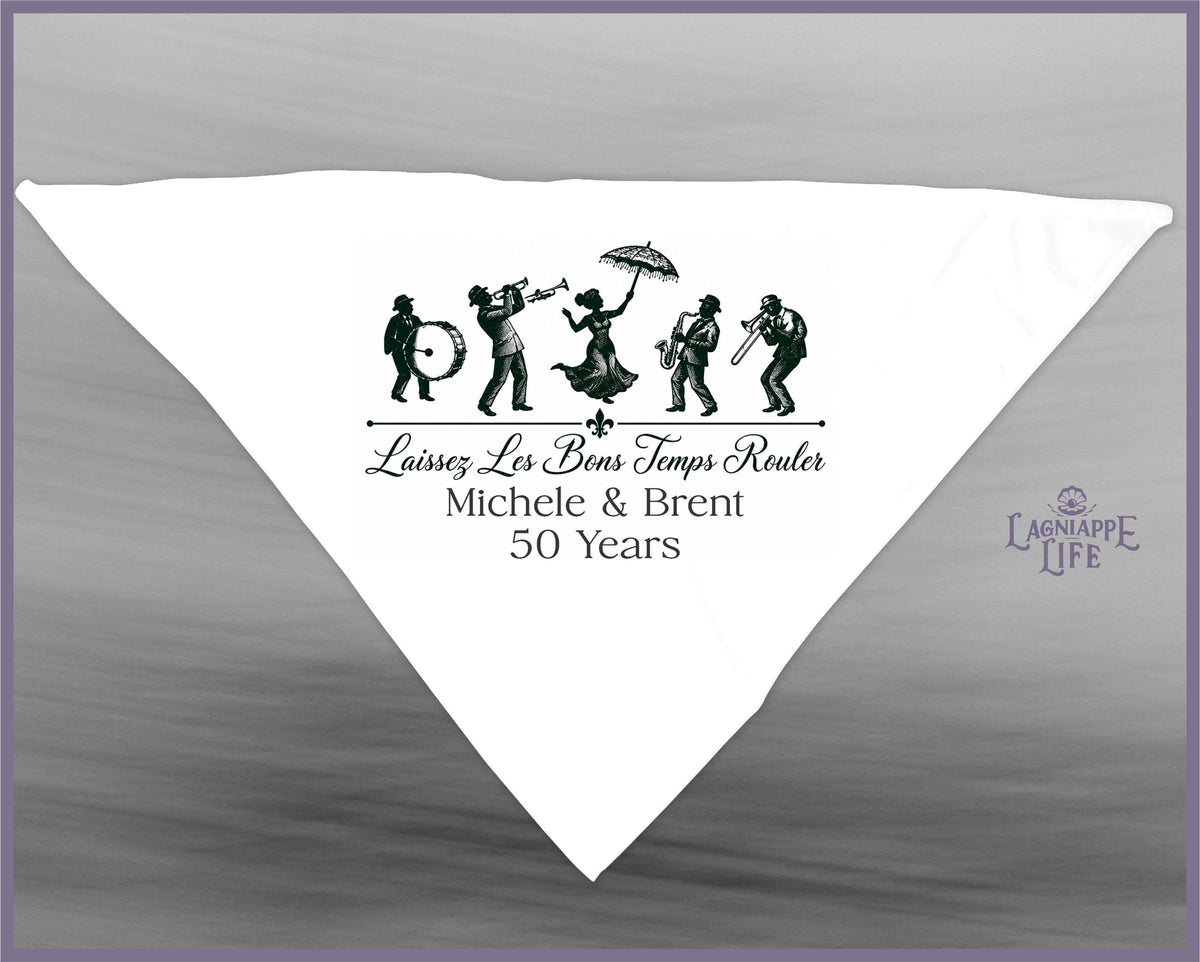 Personalized Second Line Handkerchief, New Orleans Jazz Celebration Favor, Custom Milestone Party Hanky