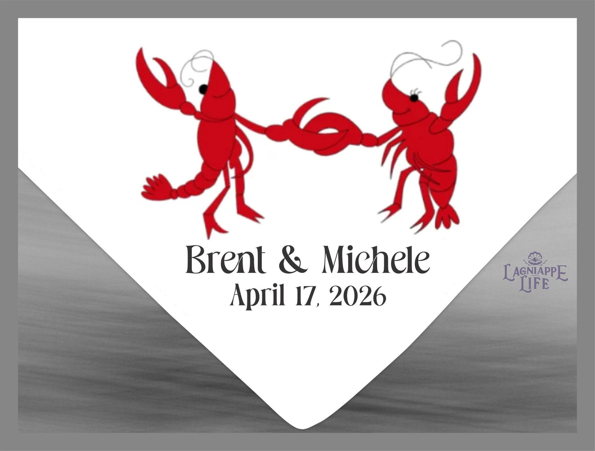 Personalized Crawfish Dancing Handkerchiefs, Second Line Wedding Favors