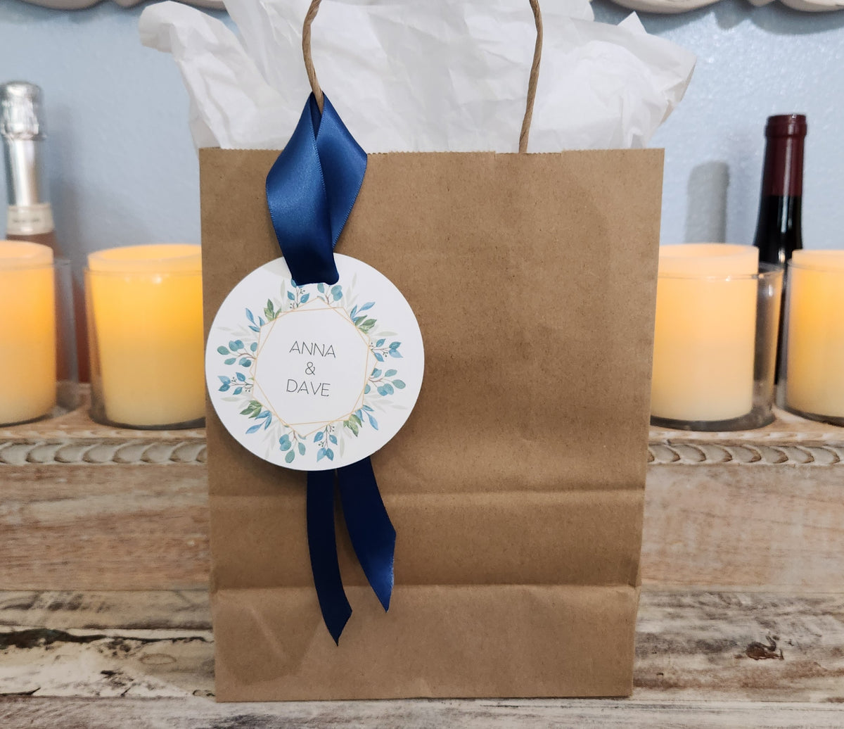 Brown Welcome Bag for Wedding/Hotel Guests Favor Bag Personalized with your choice of Ribbon and Bag Color