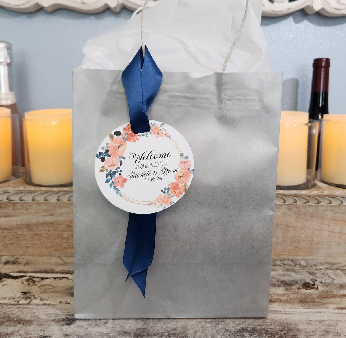 Brown Welcome Bag for Wedding/Hotel Guests Favor Bag Personalized with your choice of Ribbon and Bag Color