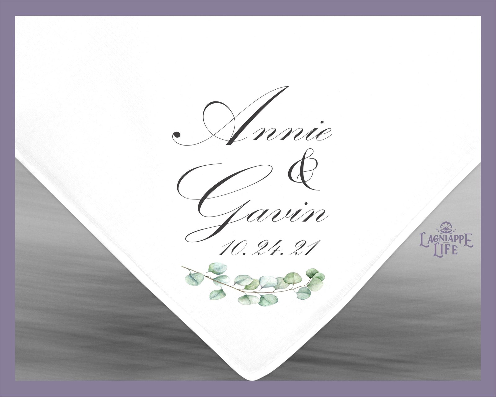 a white napkin with a floral design on it