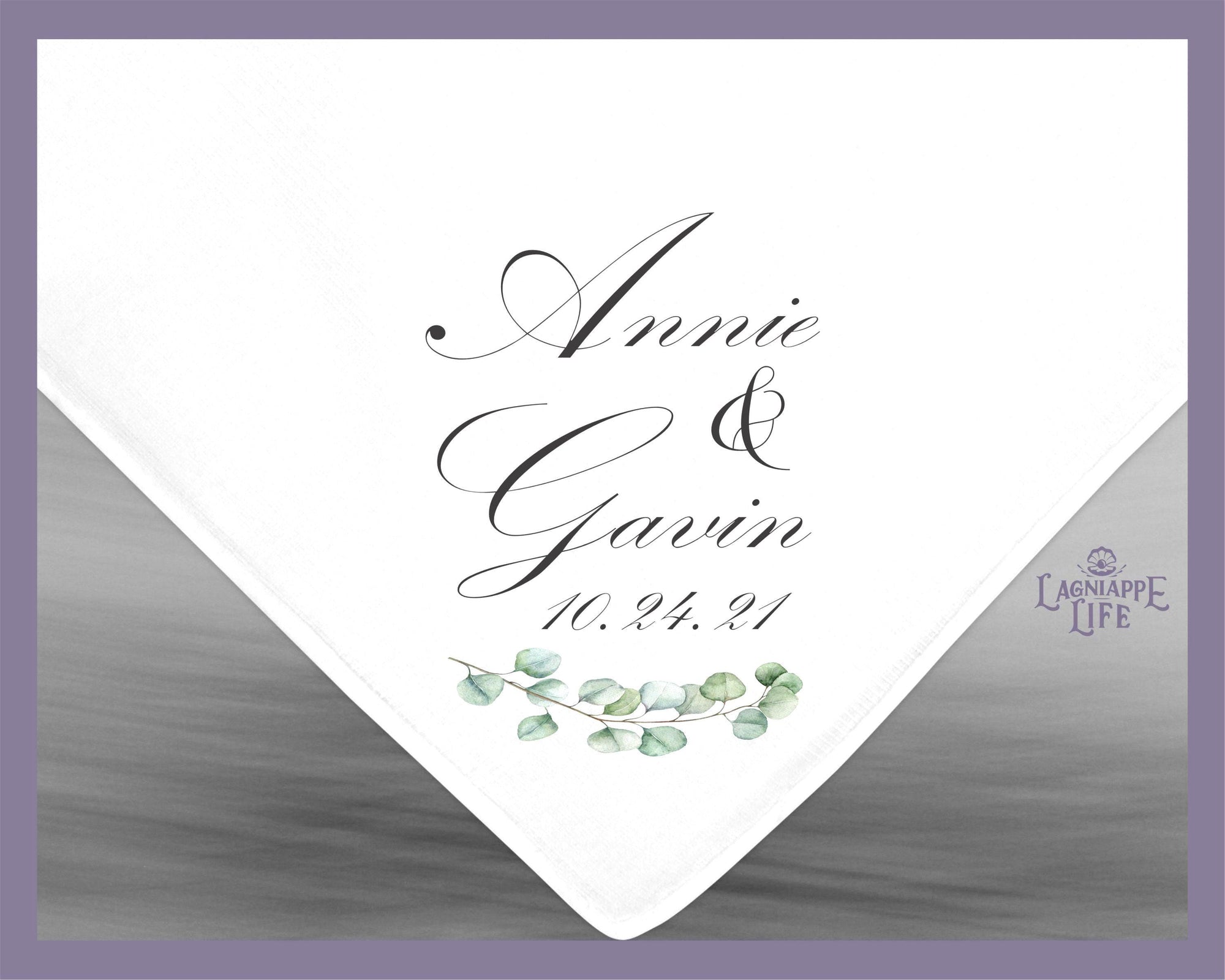 a white napkin with a floral design on it