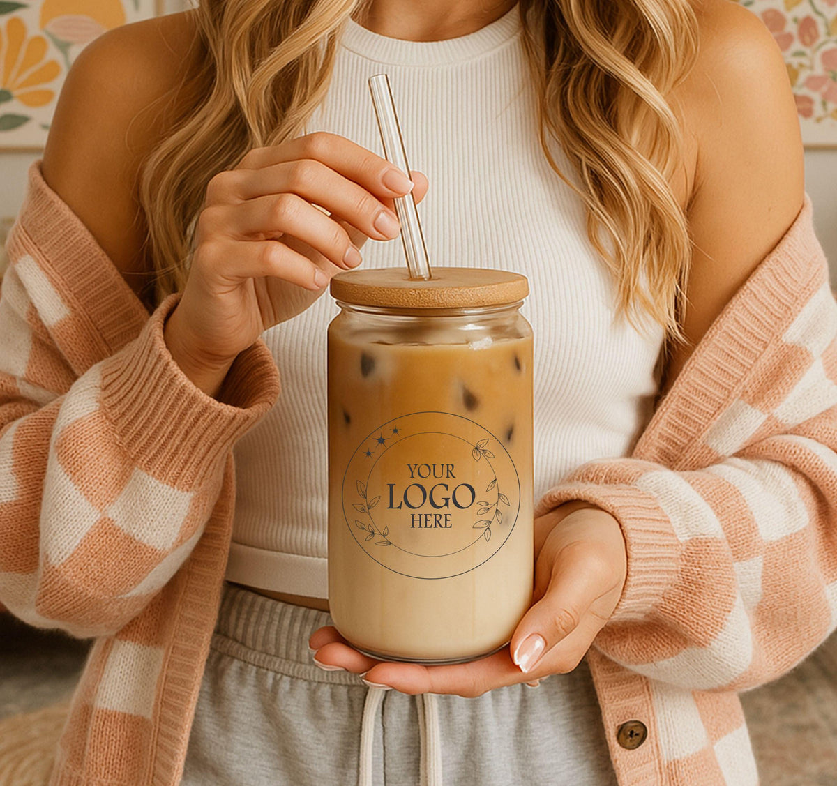 Personalized Glass Cup With Logo, Custom Clear and Frosted Glass Tumbler, Company Logo Cup, Business Corporate Company Coffee Cups, 16oz