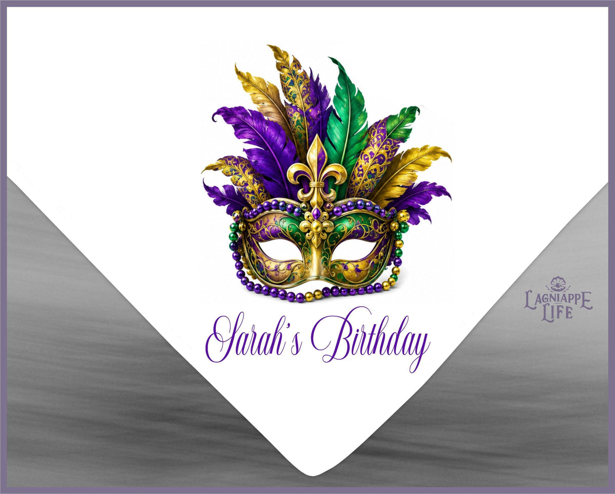 Personalized Mardi Gras Mask Handkerchief | Second Line Wedding Favors