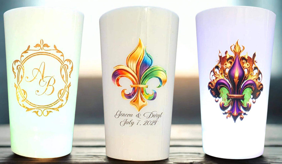 LED Personalized Cups Flashing Clear Poly Label Water Resistent Send Photo Artwork Logo Customize Your Own LED Cup