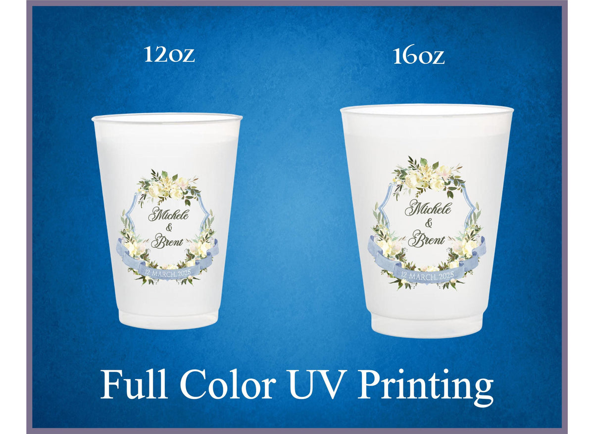 Personalized Frosted Cups with Full-Color Design – Custom 12oz &amp; 16oz Wedding Party Cups - UV Printing Full Color Images