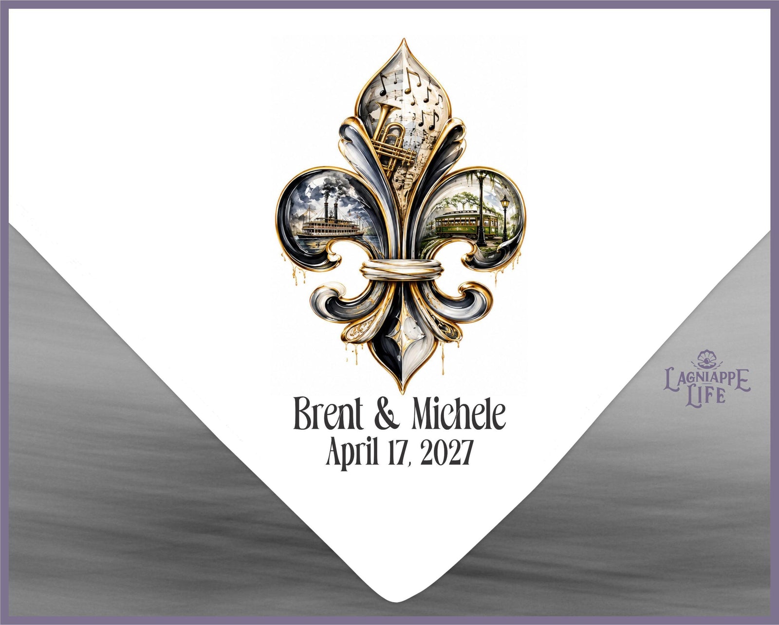 New Orleans Fleur De Lis Wedding Handkerchief | Custom Second Line Favors