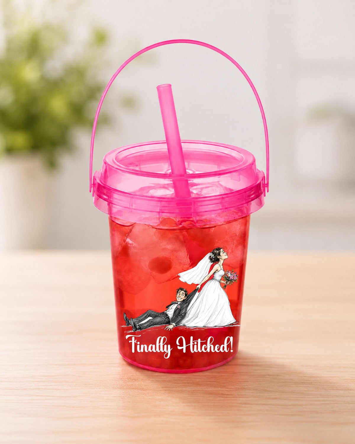Personalized Bucket Cups Custom Bridal Party Drink Cups with Straw Bridesmaid Cups Party Cups Birthday Bucket Cups