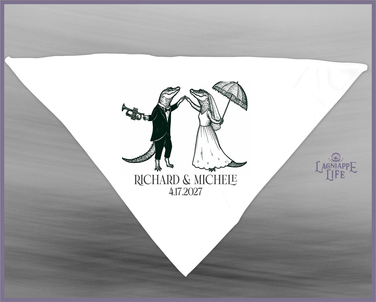 Personalized Alligator Wedding Handkerchief, New Orleans Second Line Hankie, Custom Louisiana Wedding Favor