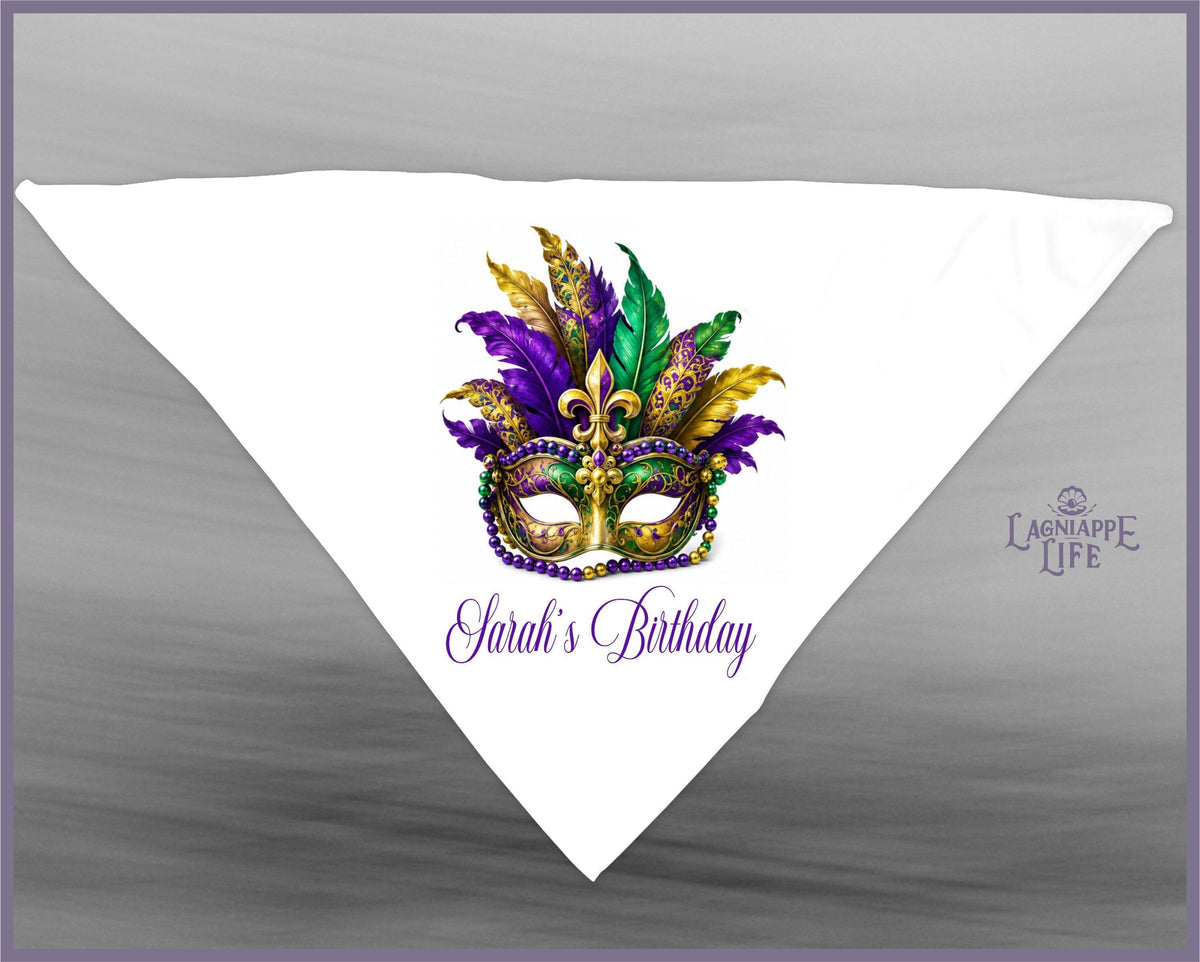 Personalized Mardi Gras Mask Handkerchief | Second Line Wedding Favors
