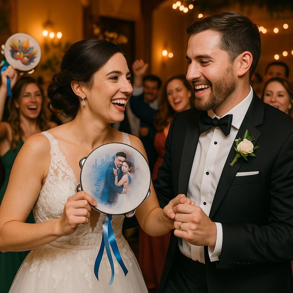 100 Custom Printed Tambourines for weddings seating, parties, and second lines Unique Wedding Favor Ribbon Not Included