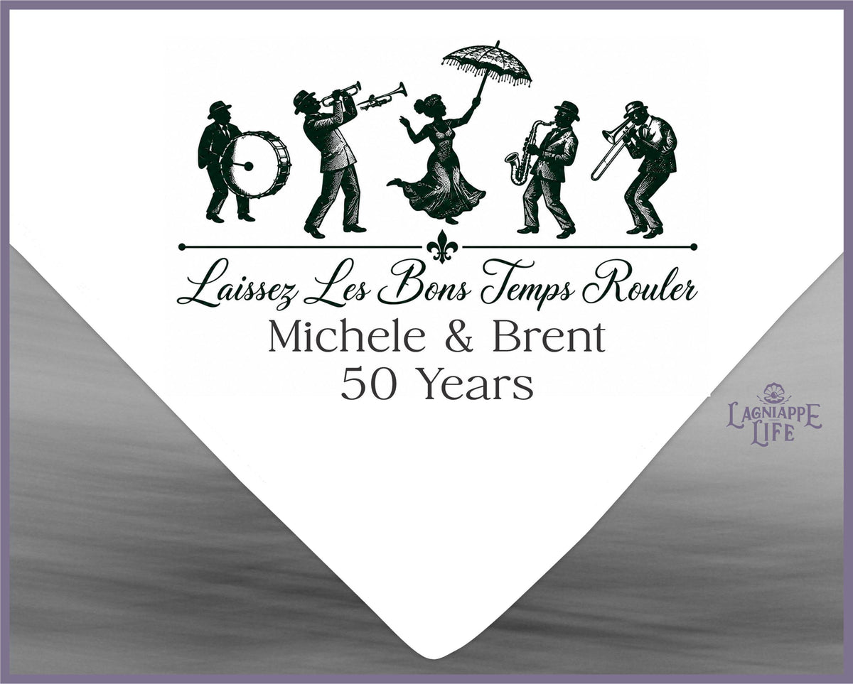 Personalized Second Line Handkerchief, New Orleans Jazz Celebration Favor, Custom Milestone Party Hanky