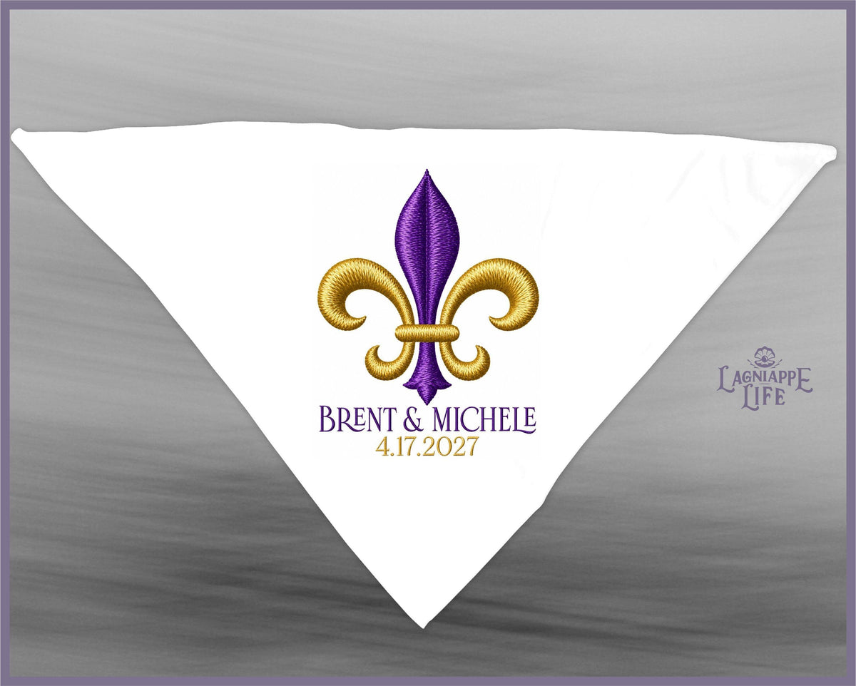 Personalized Wedding Handkerchiefs, New Orleans Second Line Hankies, Custom Fleur de Lis Wedding Favor, Mardi Gras Wedding, NOLA Wedding