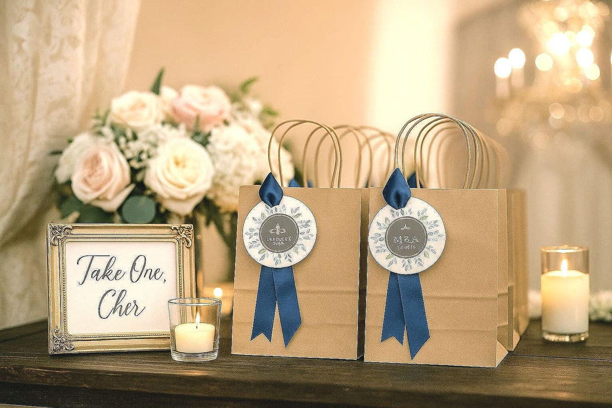 Brown Welcome Bag for Wedding/Hotel Guests Favor Bag Personalized with your choice of Ribbon and Bag Color