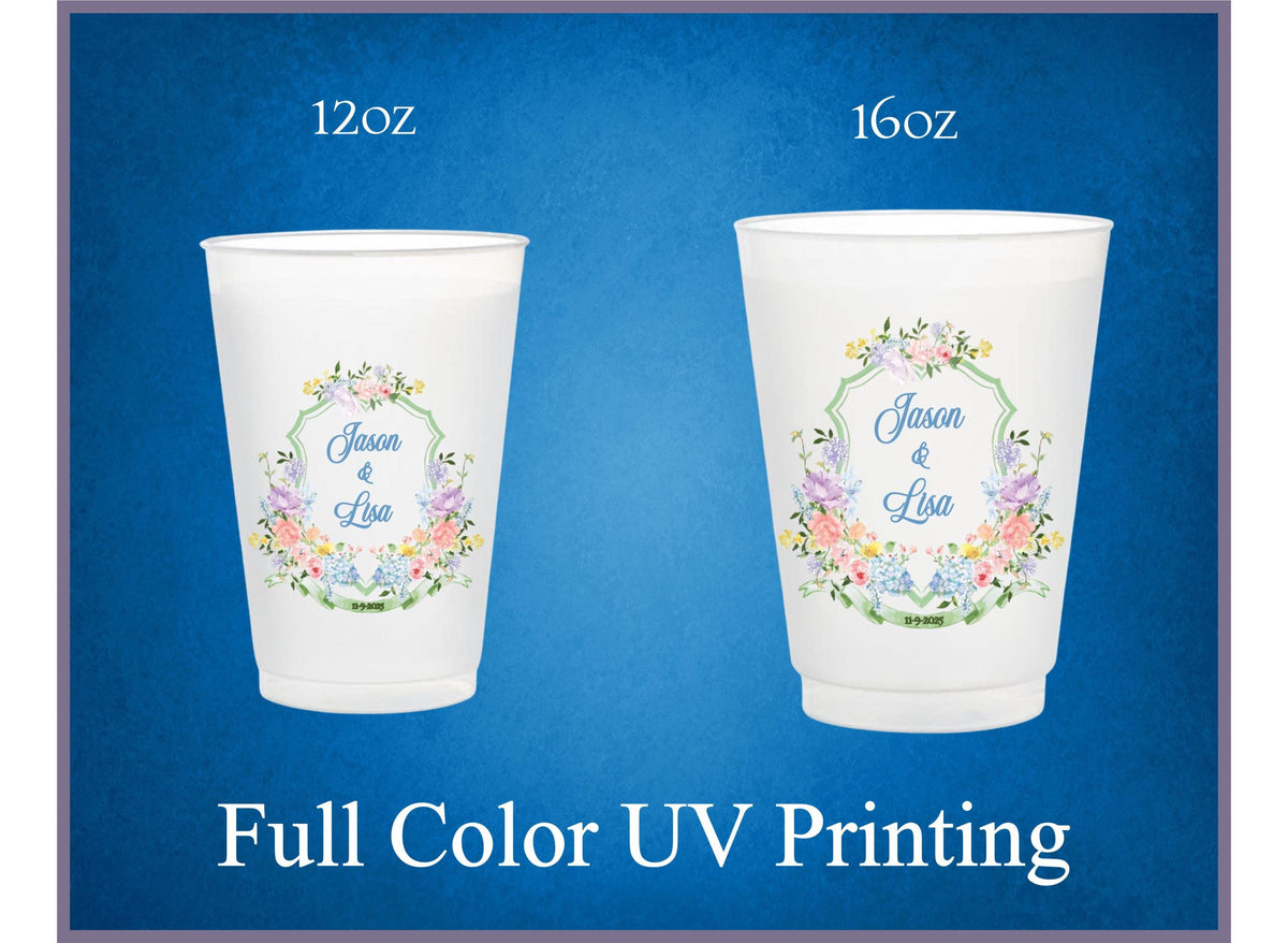 Personalized Frosted Cups with Full-Color Design – Custom 12oz &amp; 16oz Wedding Party Cups - UV Printing Full Color Images