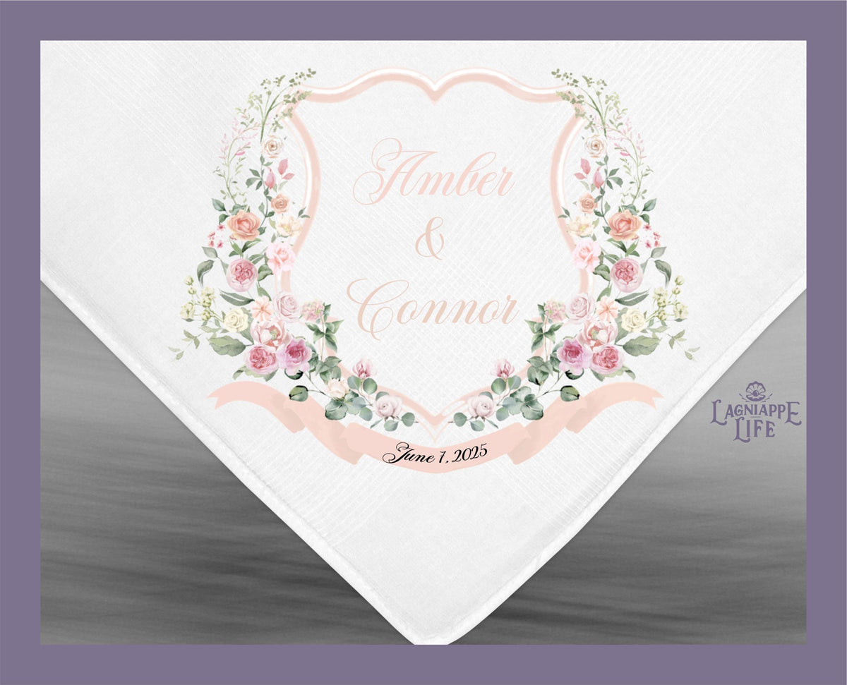 Wedding Crest Handkerchief | Personalize Handkerchiefs | Wedding Favors | Custom Made for Weddings Events Party |