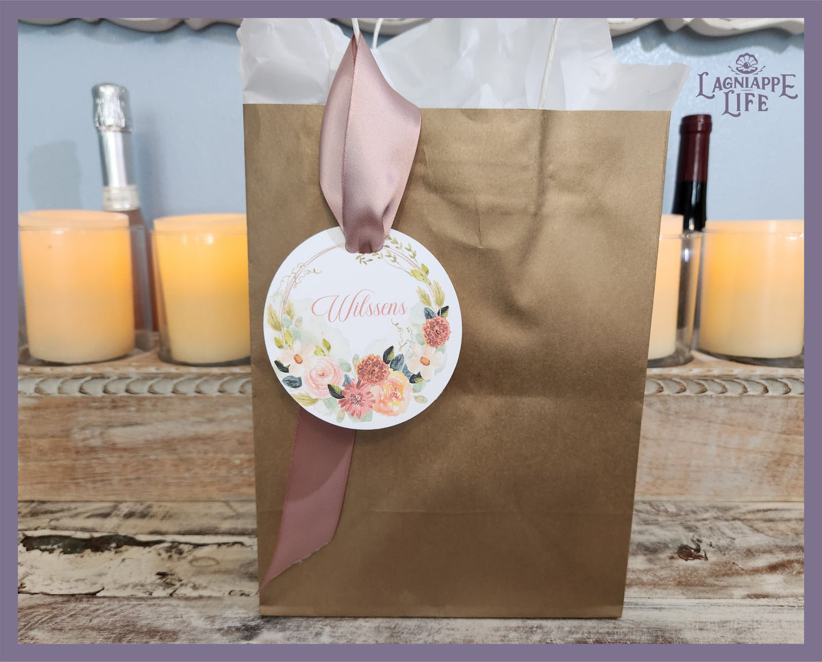 Brown Welcome Bag for Wedding/Hotel Guests Favor Bag Personalized with your choice of Ribbon and Bag Color