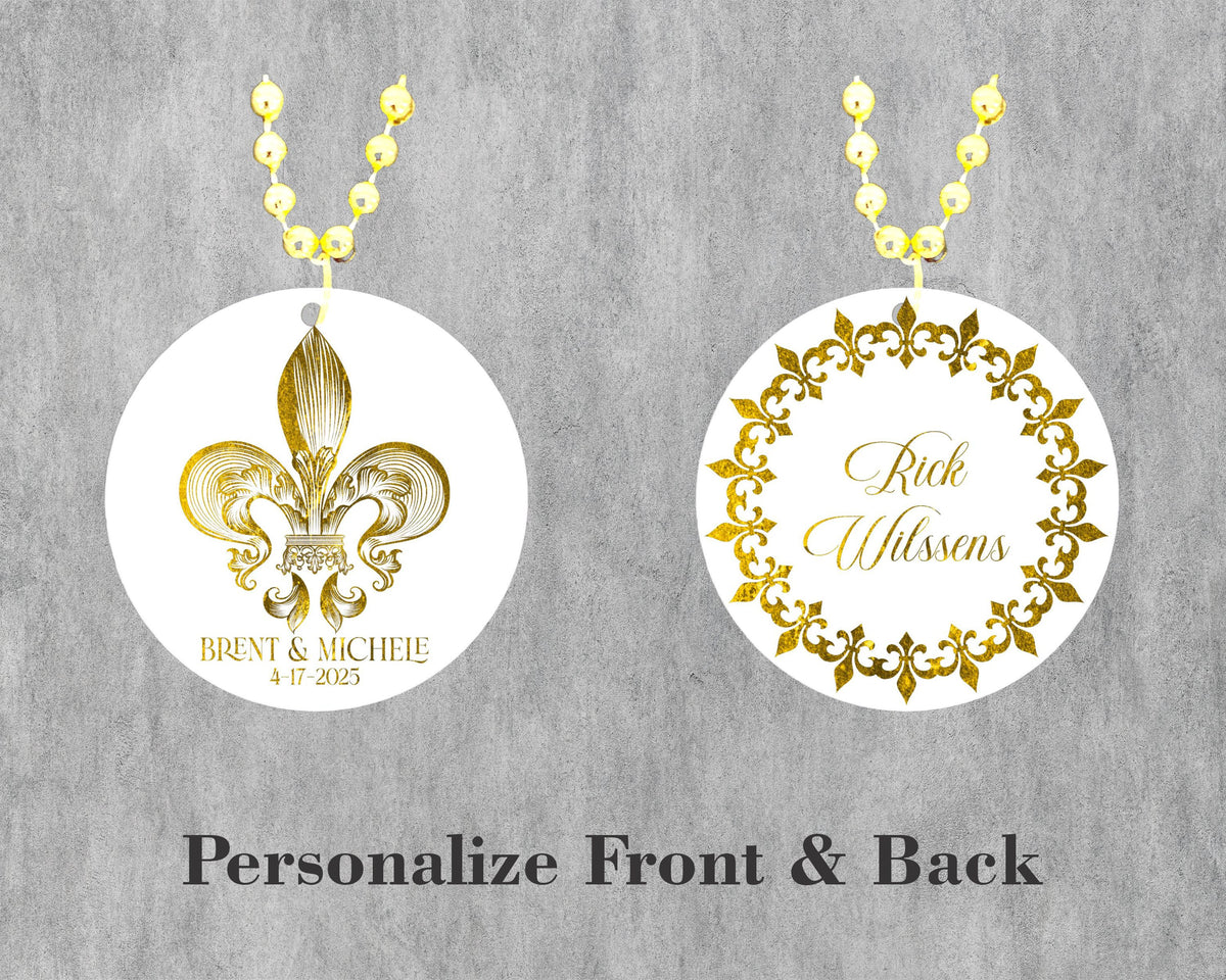 Personalized Mardi Gras Medallion Bead Favors - Personalize with Your Own Design - 12-Pack of Handmade Bead Throws for Festive Celebrations