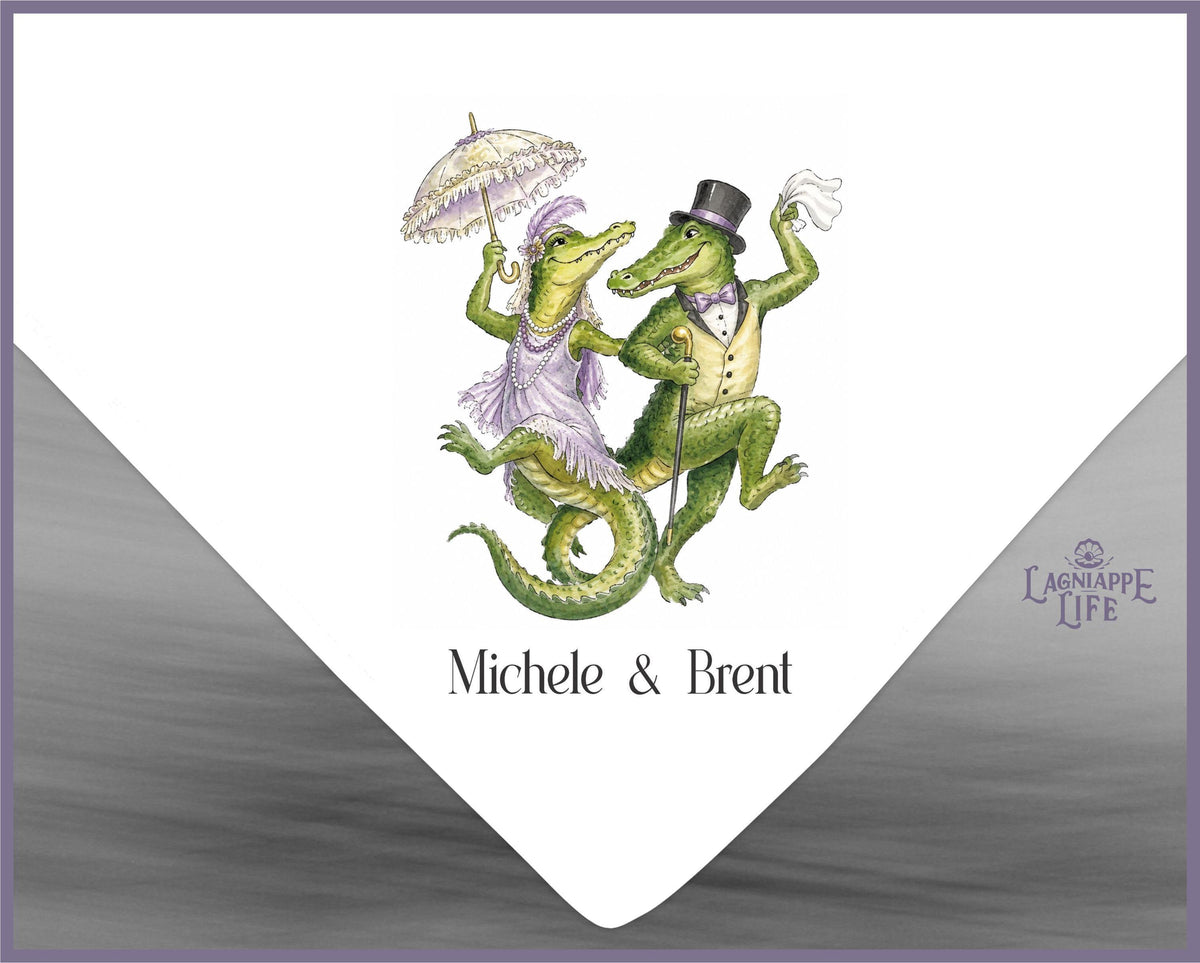 Personalized New Orleans Alligator Wedding Handkerchief | Second Line Parade Favor