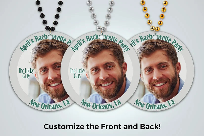 Bachelorette Party Medallion Bead Custom Made Front and Back Personalized with Your Photo or Artwork Personalize with Message Names Date