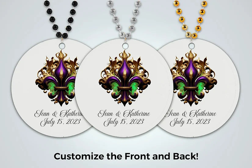 Fleur De Lis Beads One Dozen Design Second Line Bead Favors Customize with your design Personalized Second line Mari Gras