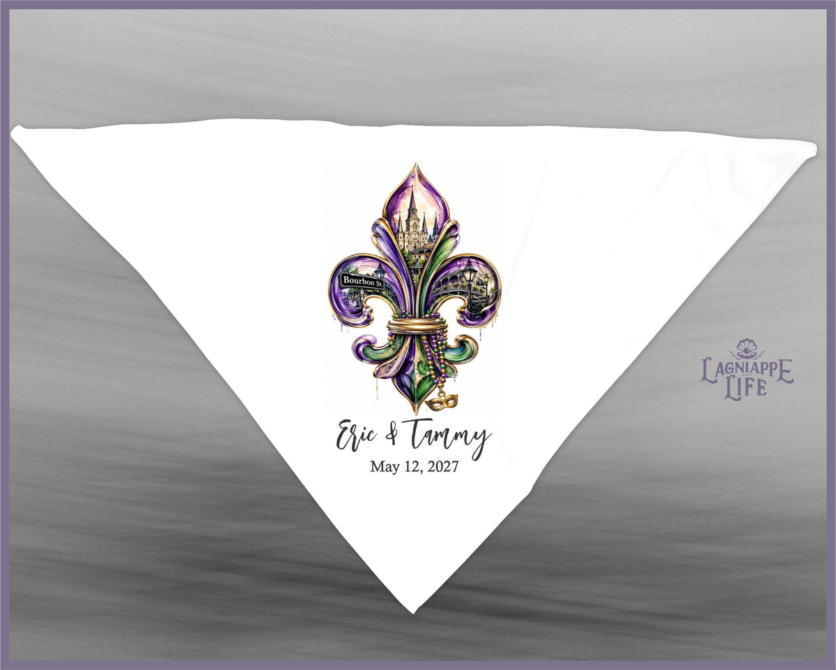 Fleur De Lis New Orleans Second Line Handkerchief | Personalize Handkerchiefs | Wedding Favors | Custom Made for Weddings Events Party |