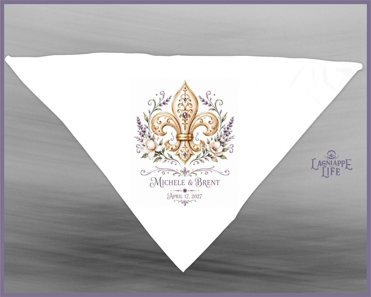 Personalized Fleur de Lis Wedding Handkerchief | New Orleans Second Line Hanky