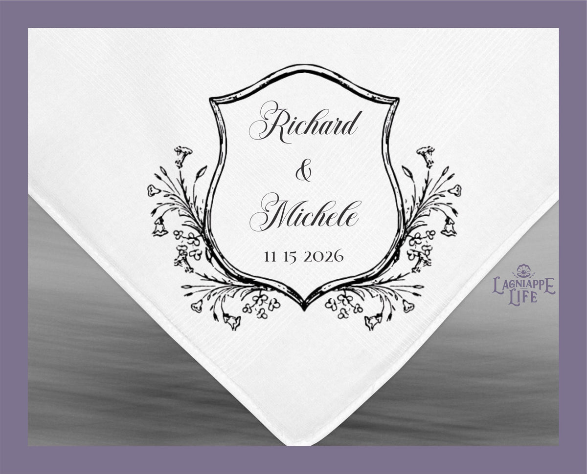 Wedding Crest Handkerchief | Personalize Handkerchiefs | Wedding Favors | Custom Made for Weddings Events Party |