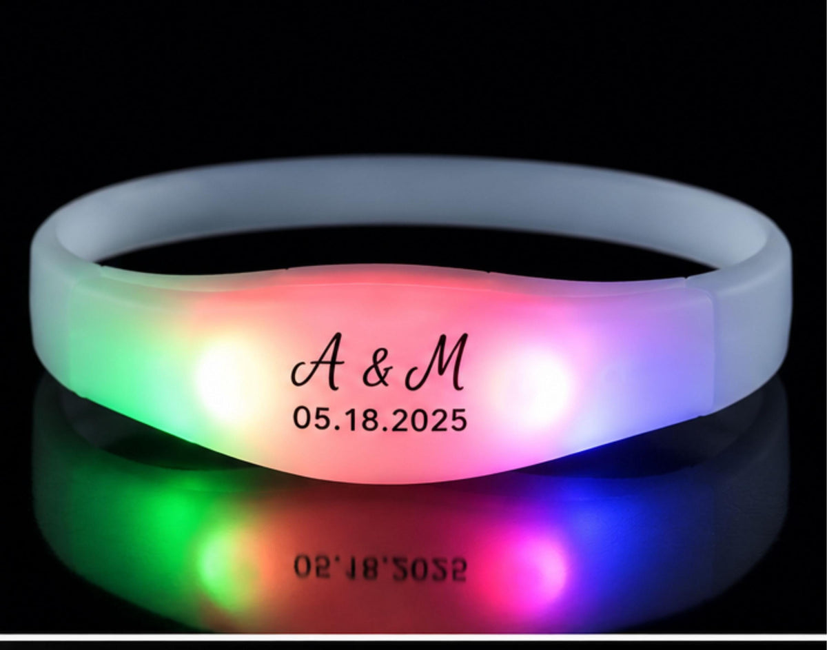 Custom LED Wristbands for Events, Personalized Party Favors, Light Up Bracelets