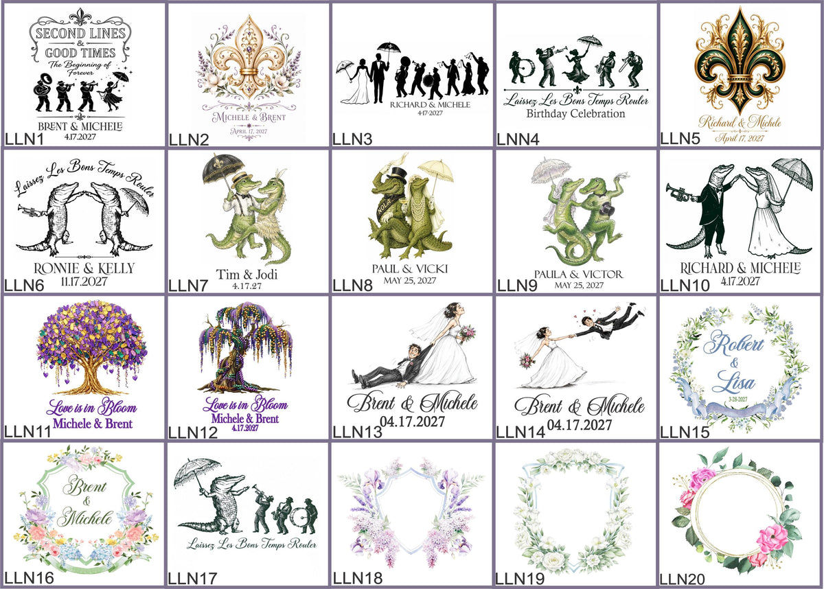 a collection of wedding-themed illustrations and graphics, including silhouettes of couples, floral designs, and various other decorative elements.