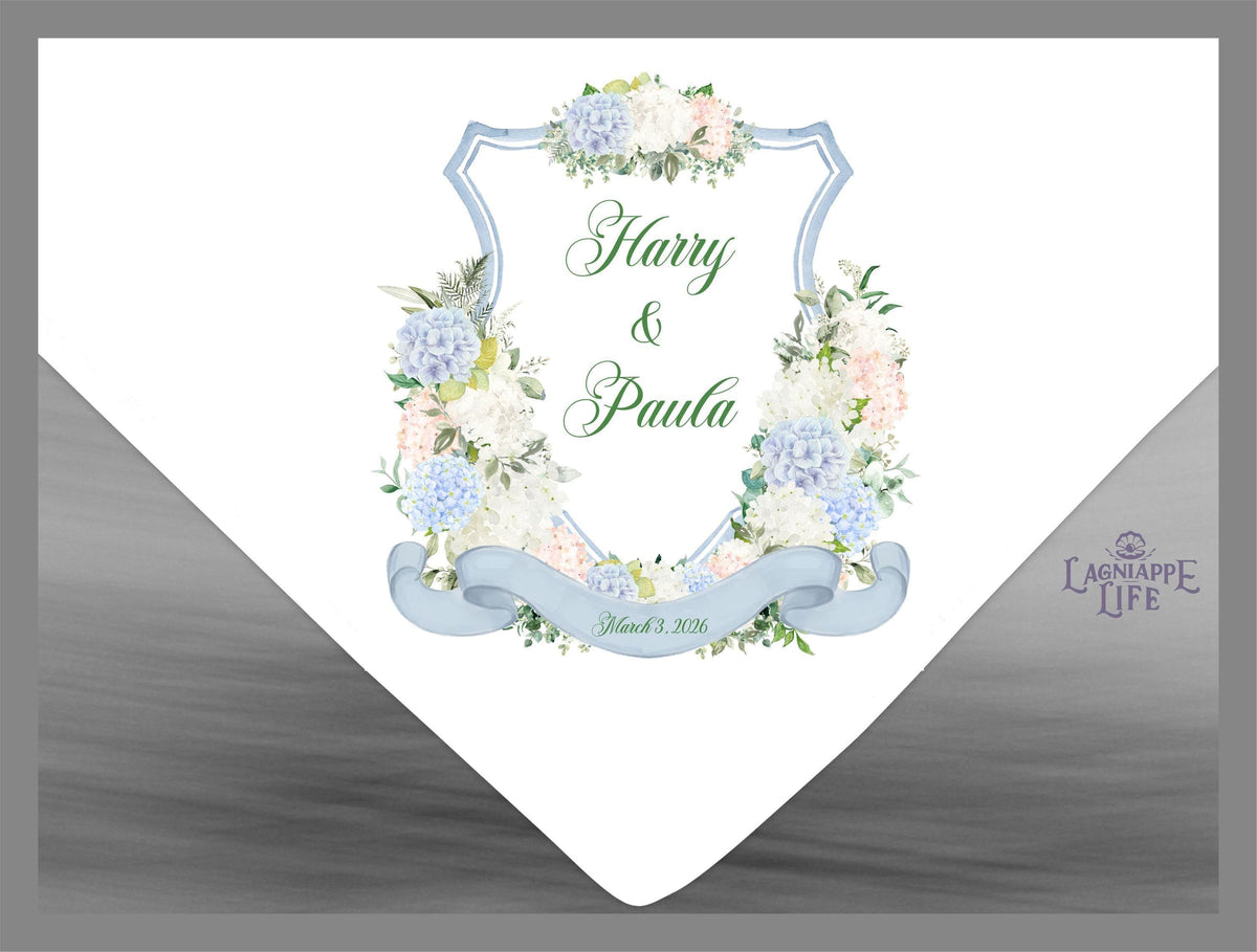 Floral Wedding Crest Handkerchief | Personalized Second Line Favor