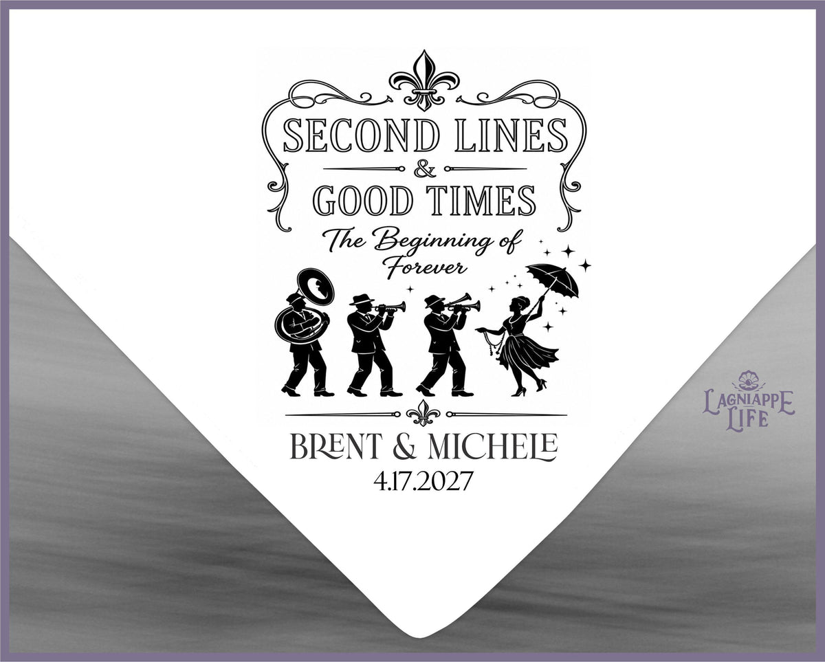 New Orleans Second Line Wedding Handkerchief | Personalized Wedding Hankies | Second Line Parade Favor | NOLA Wedding Favor | Custom Hanky