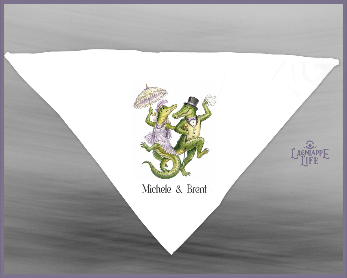 Personalized New Orleans Alligator Wedding Handkerchief | Second Line Parade Favor