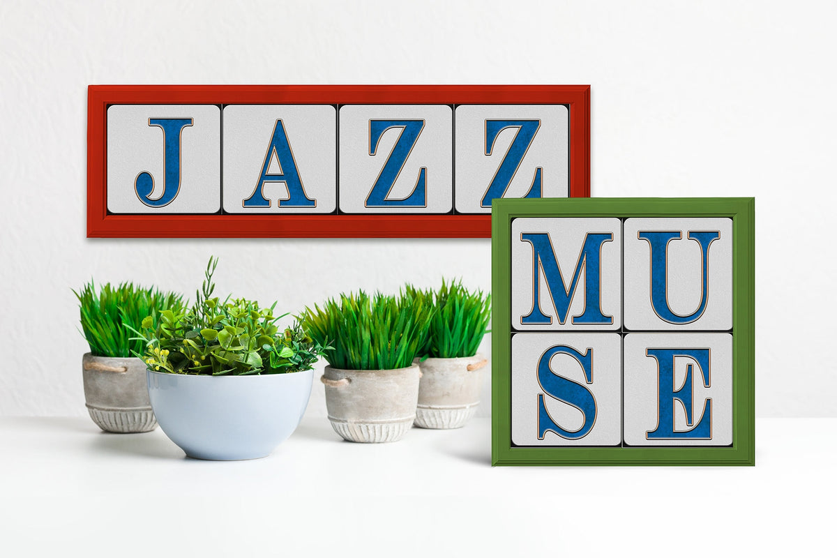 Street Tiles of New Orleans Word Combo Collection - 4x4  Ceramic Tiles - Wood Frames - French Quarter Culture