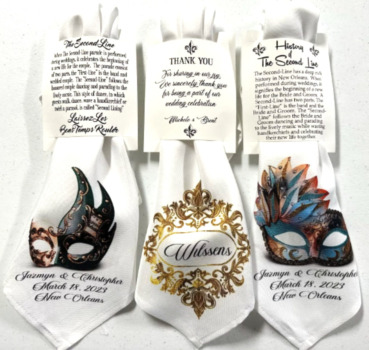 Second Line History Card Sleeve Traditional New Orleans Parade Explanation for Wedding Handkerchiefs &amp; Favors