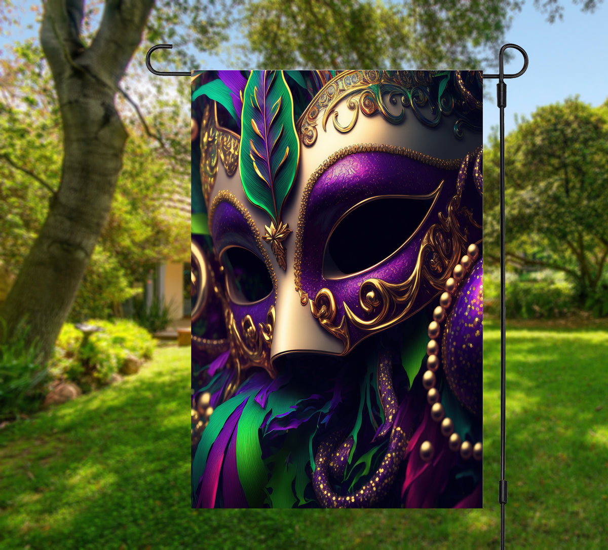 Mardi Gras Garden Flag, Custom Last Name Mardi Gras Garden Decor, New Orleans Mardi Gras Yard Sign, Fat Tuesday, Parade Season Flag